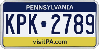 PA license plate KPK2789
