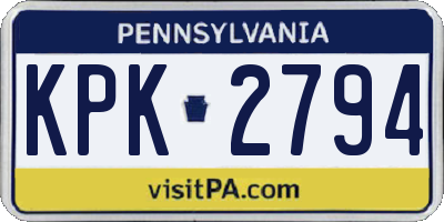 PA license plate KPK2794