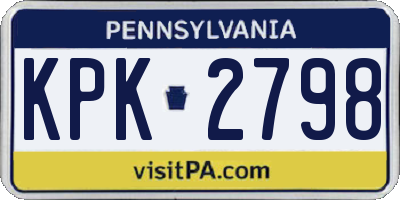 PA license plate KPK2798