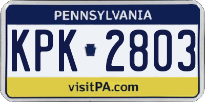 PA license plate KPK2803