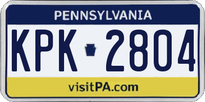 PA license plate KPK2804