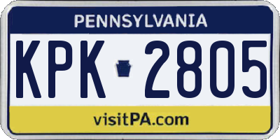 PA license plate KPK2805