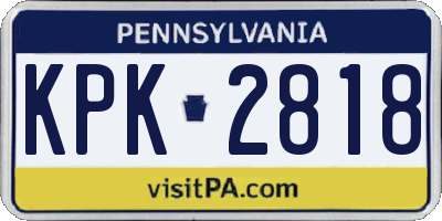 PA license plate KPK2818