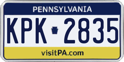 PA license plate KPK2835