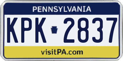 PA license plate KPK2837