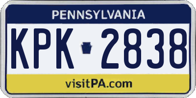 PA license plate KPK2838