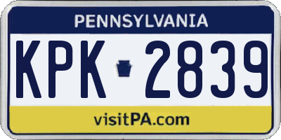 PA license plate KPK2839