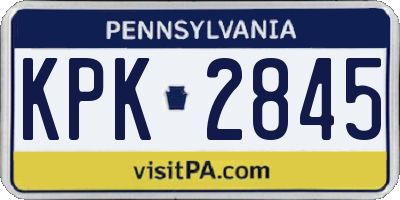 PA license plate KPK2845