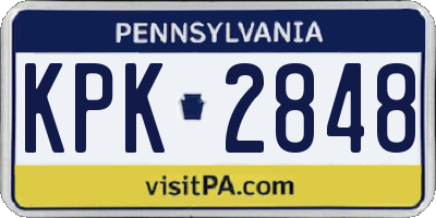 PA license plate KPK2848
