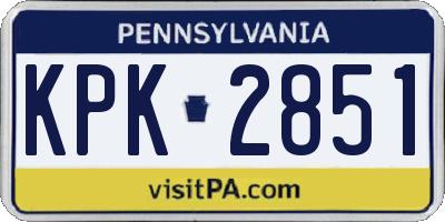 PA license plate KPK2851