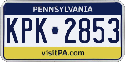 PA license plate KPK2853