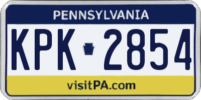 PA license plate KPK2854
