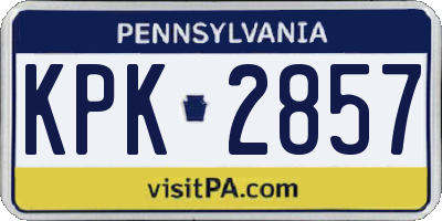 PA license plate KPK2857