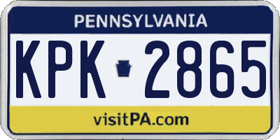 PA license plate KPK2865