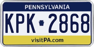 PA license plate KPK2868