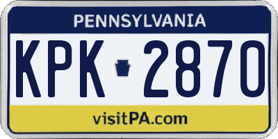 PA license plate KPK2870