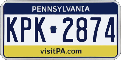 PA license plate KPK2874