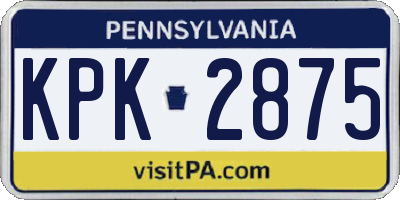 PA license plate KPK2875