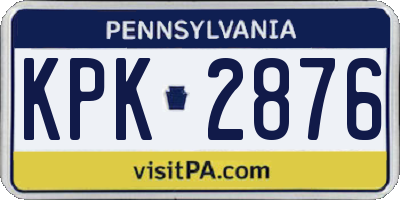 PA license plate KPK2876