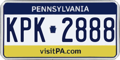 PA license plate KPK2888
