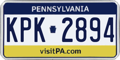 PA license plate KPK2894