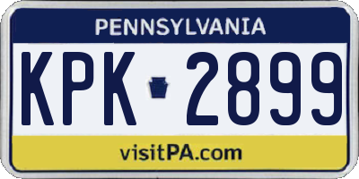 PA license plate KPK2899