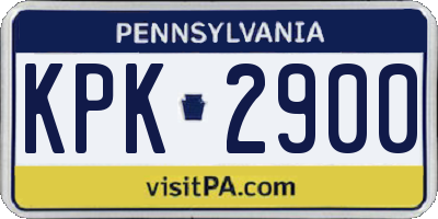 PA license plate KPK2900
