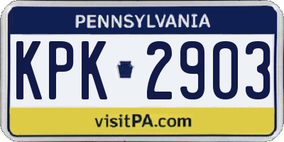 PA license plate KPK2903