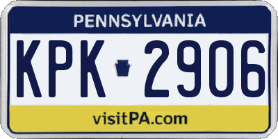 PA license plate KPK2906