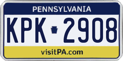 PA license plate KPK2908