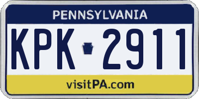 PA license plate KPK2911