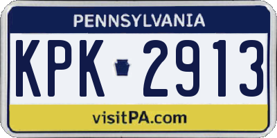 PA license plate KPK2913