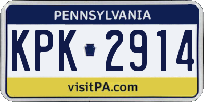 PA license plate KPK2914
