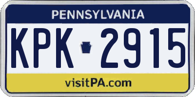 PA license plate KPK2915