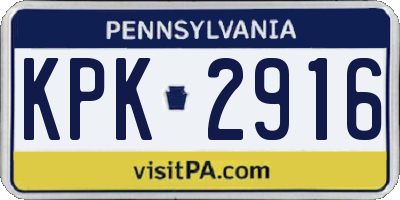 PA license plate KPK2916