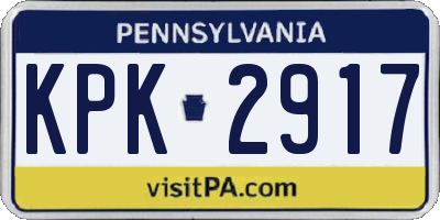 PA license plate KPK2917