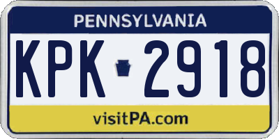 PA license plate KPK2918