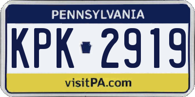 PA license plate KPK2919