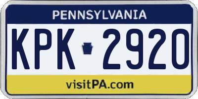 PA license plate KPK2920