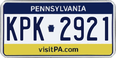 PA license plate KPK2921