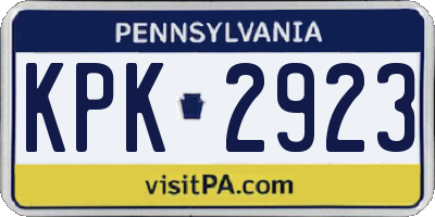 PA license plate KPK2923