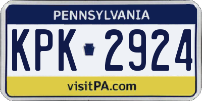 PA license plate KPK2924
