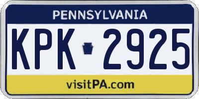 PA license plate KPK2925