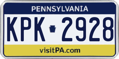 PA license plate KPK2928