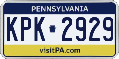 PA license plate KPK2929