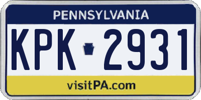 PA license plate KPK2931