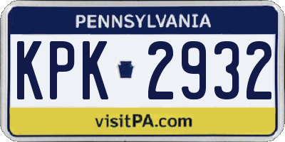 PA license plate KPK2932