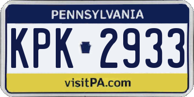 PA license plate KPK2933