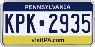 PA license plate KPK2935