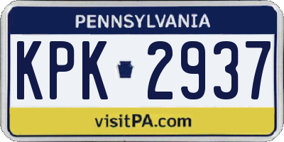 PA license plate KPK2937